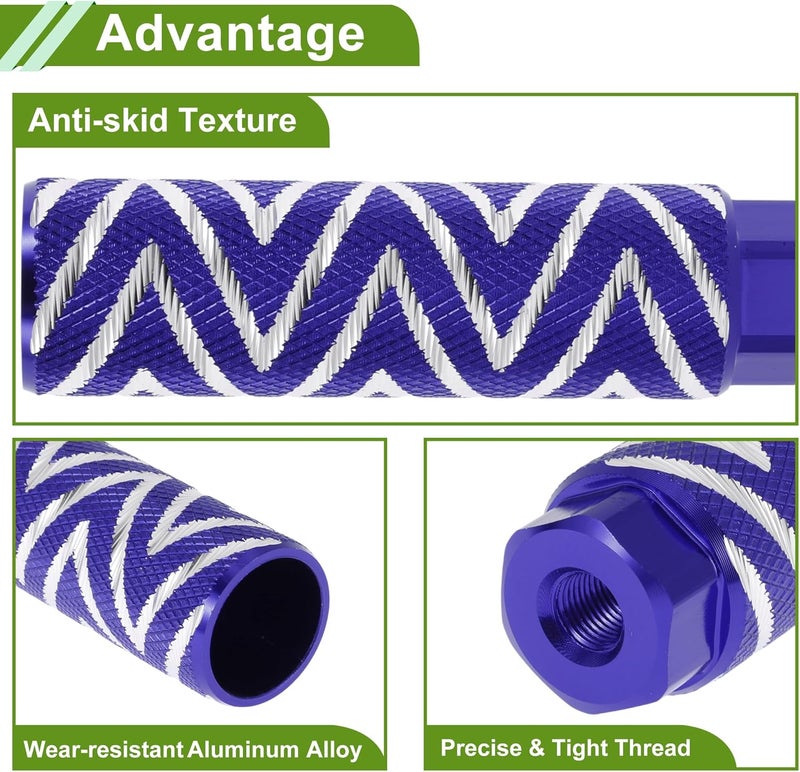Partuto 4 Pcs Aluminum Alloy Anti-Skid Bike Pegs 100mm Length Wave Texture Bicycle Backseats Stands Cycling Foot Pegs 3/8 Inch Axles - Image 4